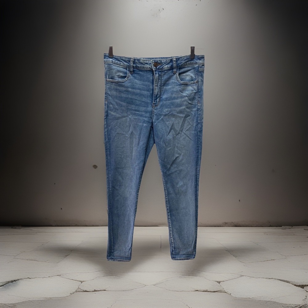 American Eagle Next Level Stretch High Rise Jegging Jeans Women's 14 Blue Zip
